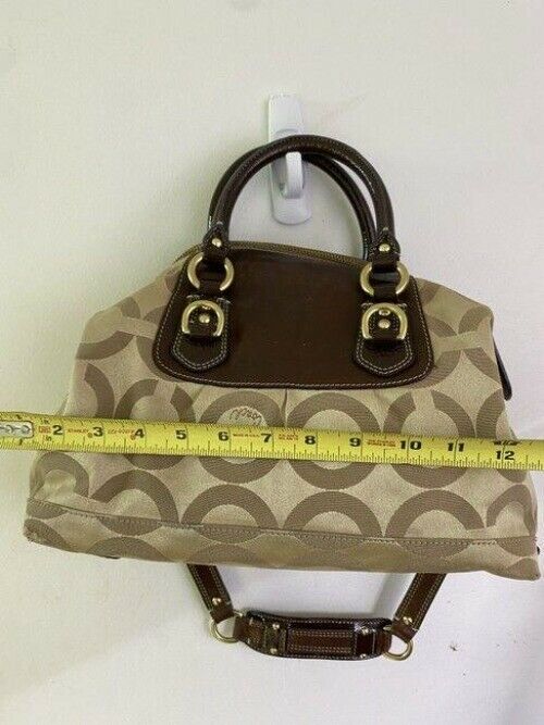 coach bag large brown tan fabric tote