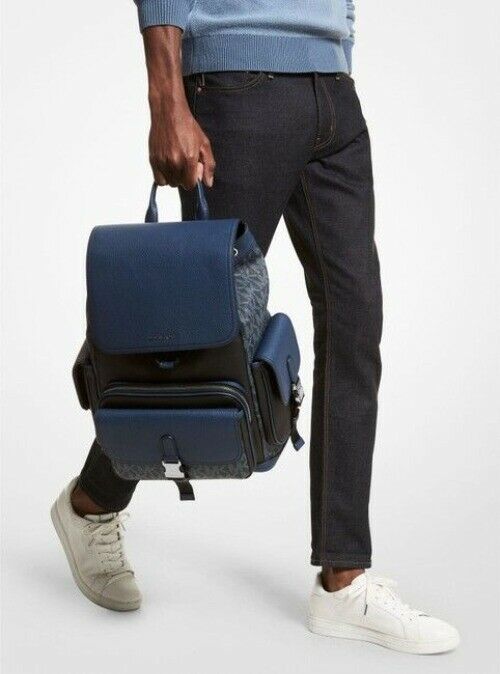 Michael Kors Hudson Logo And Rucksack Admiral Mlti Leather Backpack