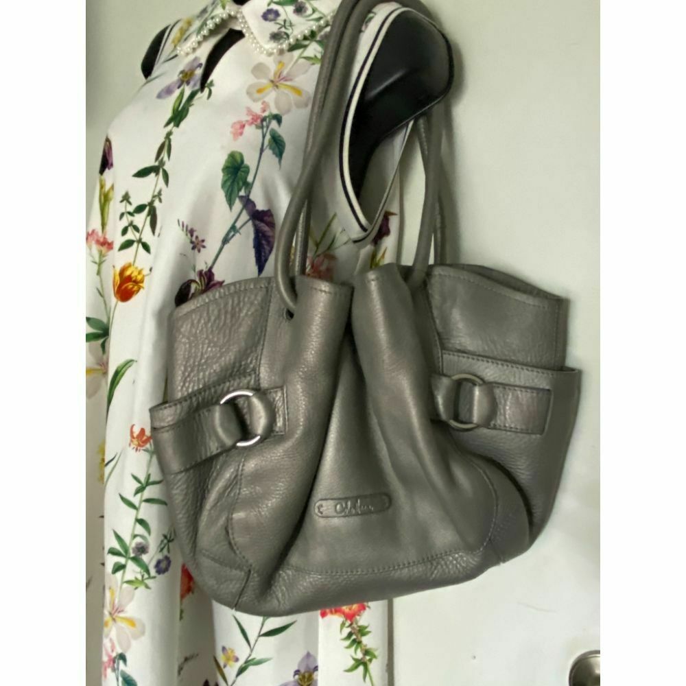 COLE HAAN Gray Large Leather Tote/ Shoulder Bag Msrp 350