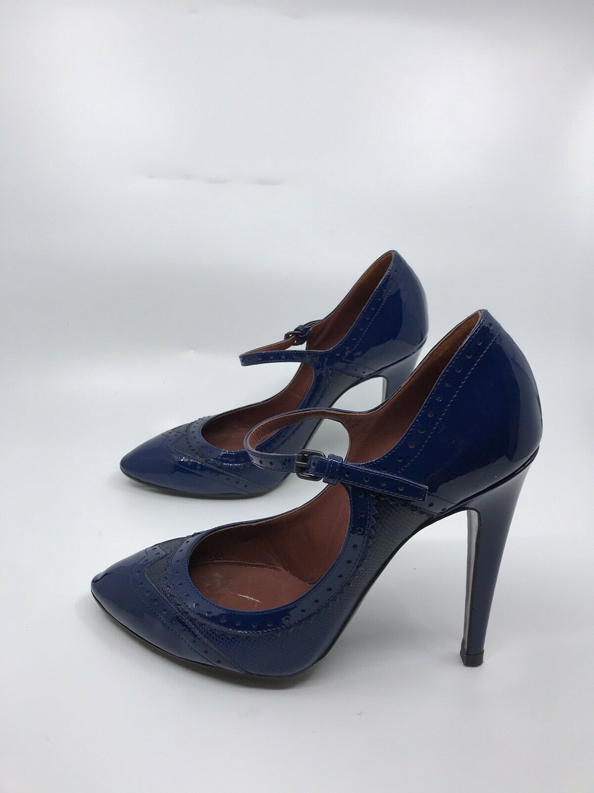 BOTTEGA VENETTA Blue high Heel Mary Jane Pumps 38.5