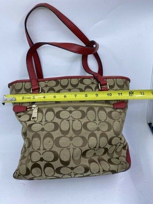 Coach Medium Tote Msrp Beige Tan Jacquard Fabric Shoulder Bag