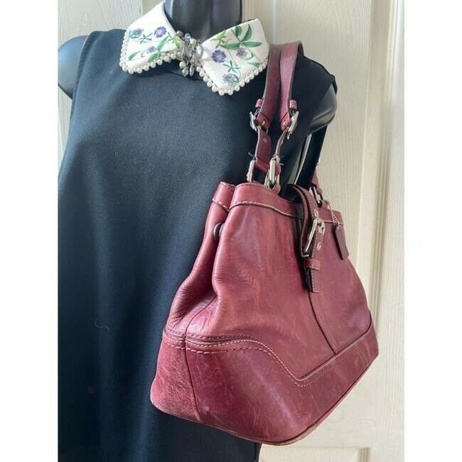 COACH Large Burgundy Leather Shoulder Bag