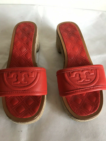 TORY BURCH Orange lamb Leather Slip On Sandals 6.5