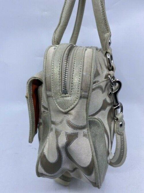 coach msrp silver gray fabric cross body bag
