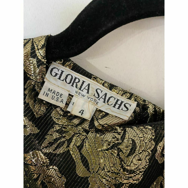 GLORIA SACHS Vintage Gold Rose Top Size 4