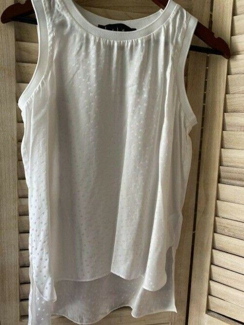 Nicole Miller white polka dot msrp small tank topcami
