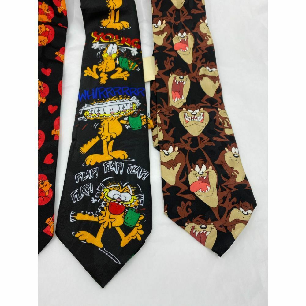New Lot of 3 Neck tie Disney, Looney Tunes Black Red Yellow Total Msrp 75