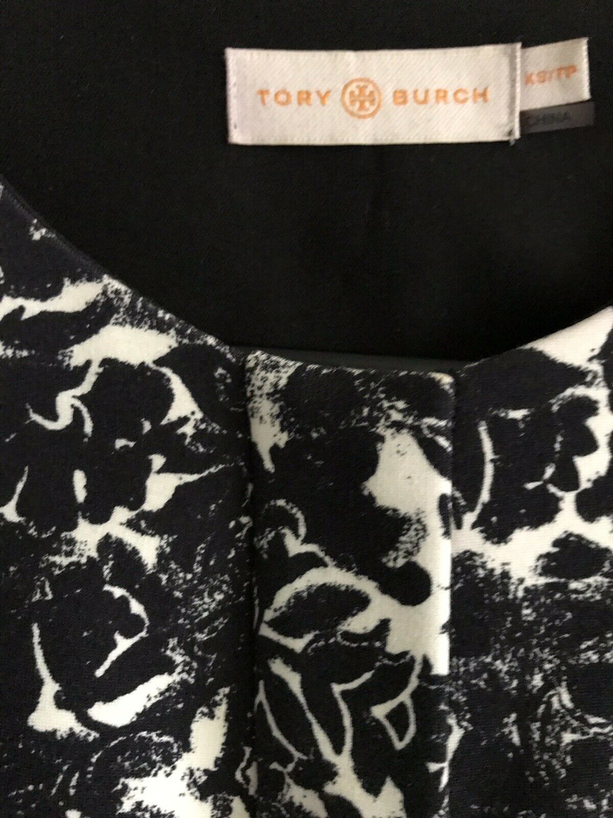 TORY BURCH Black/ White LS Floral Dress XS