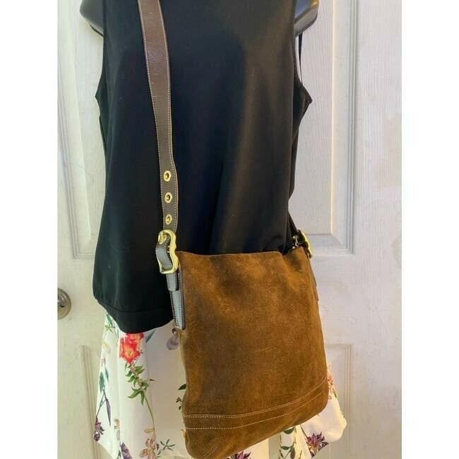 coach medium w adjustable strap tan brown leather cross body bag