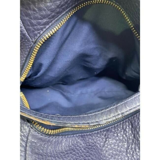 coach large eddie triple compartment navy leather shoulder bag