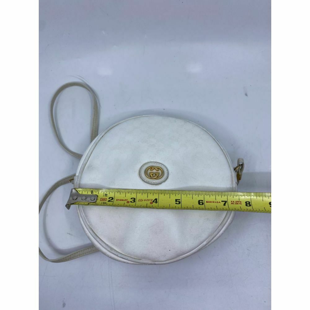 GUCCI White Canvas Signature Crossbody Bag