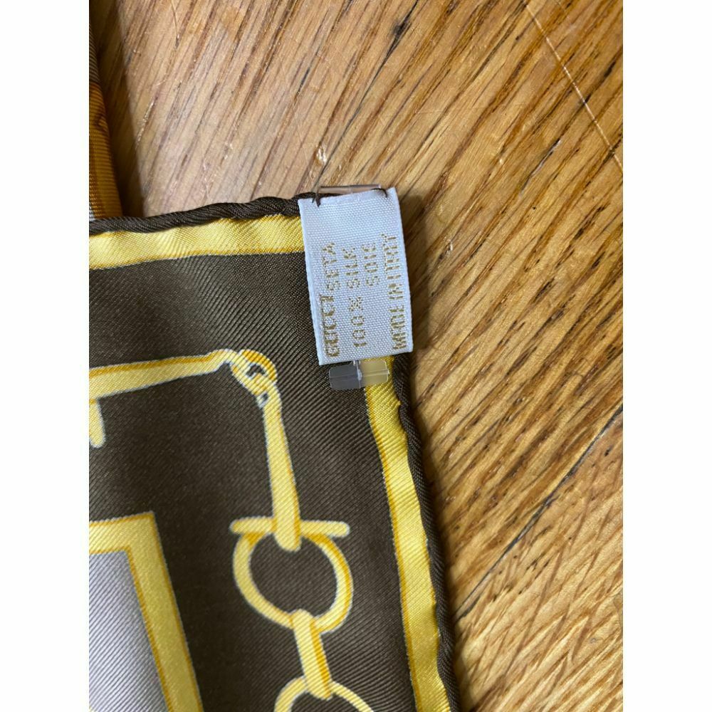 GUCCI Silk Scarf Gray Yellow Brown Msrp 550