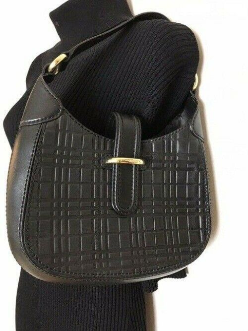 burberry vintage black leather shoulder bag