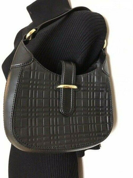 burberry vintage black leather shoulder bag