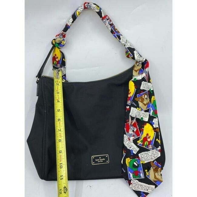 kate spade w w looney tunes tie scarf black nylon tote
