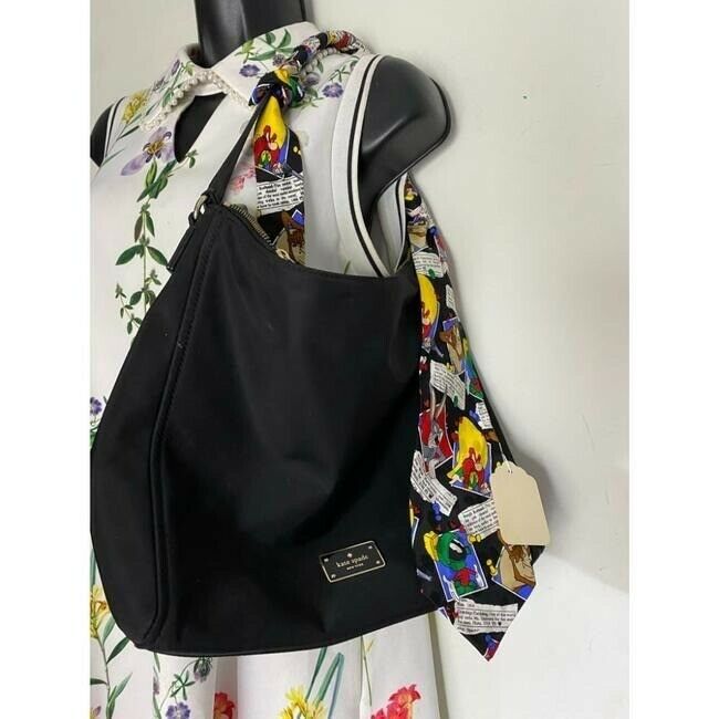 kate spade w w looney tunes tie scarf black nylon tote
