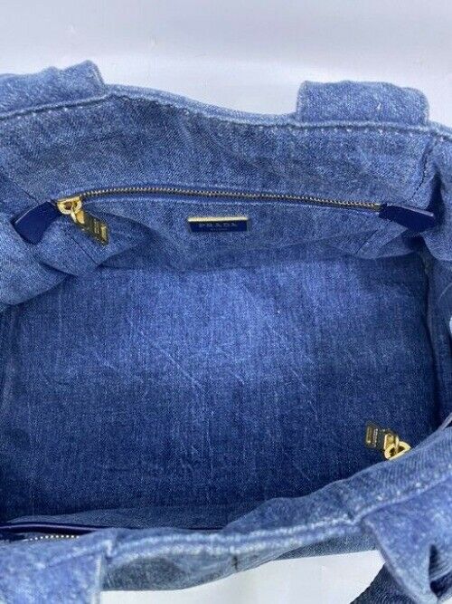 Prada Canapa Shoppers Tote Blue Denim Shoulder Bag