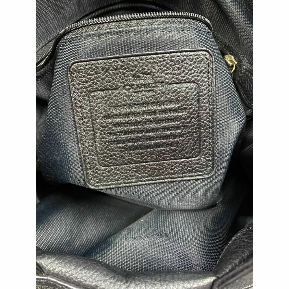 Coach Black Leather Classic Tote Bag Multiple Compartments