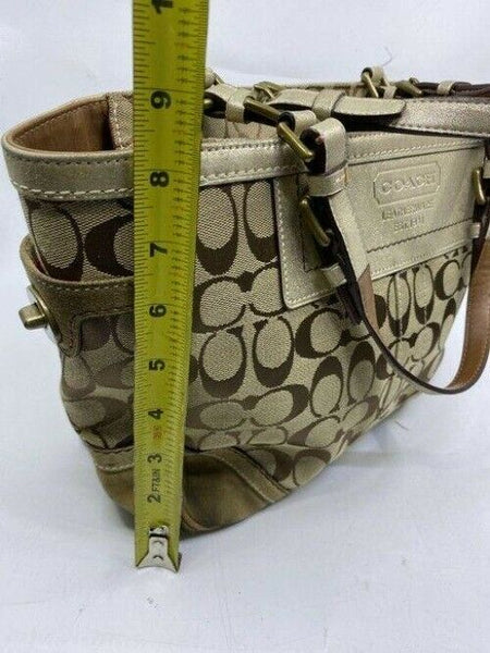 Coach Shoulder Bag Medium Msrp Beige Brown Jacquard Fabric Tote
