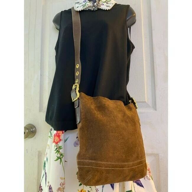 coach medium w adjustable strap tan brown leather cross body bag