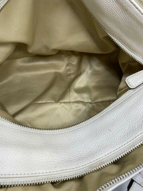 Coach w medium handbag w strap classic white leather shoulder bag