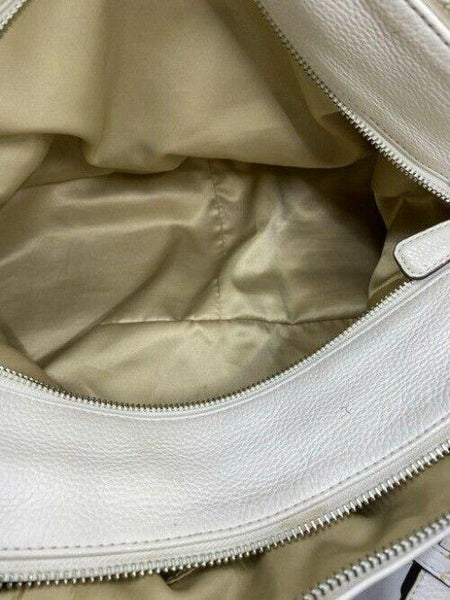 Coach w medium handbag w strap classic white leather shoulder bag