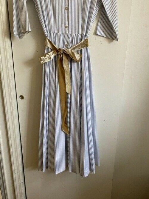 Kate Spade Blue White Nwot Collared Stripe Small Long Casual Maxi Dress