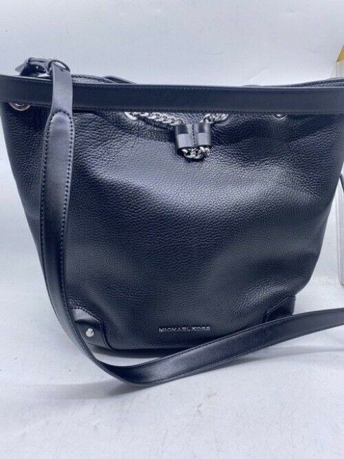 Michael Kors Bucket Alanis Medium Black Leather Shoulder Bag