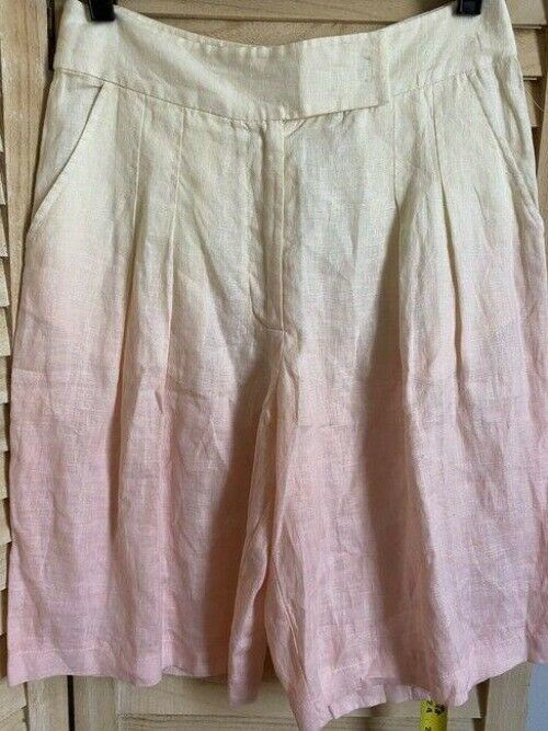 Nicole Miller pink off white new linen msrp small shorts