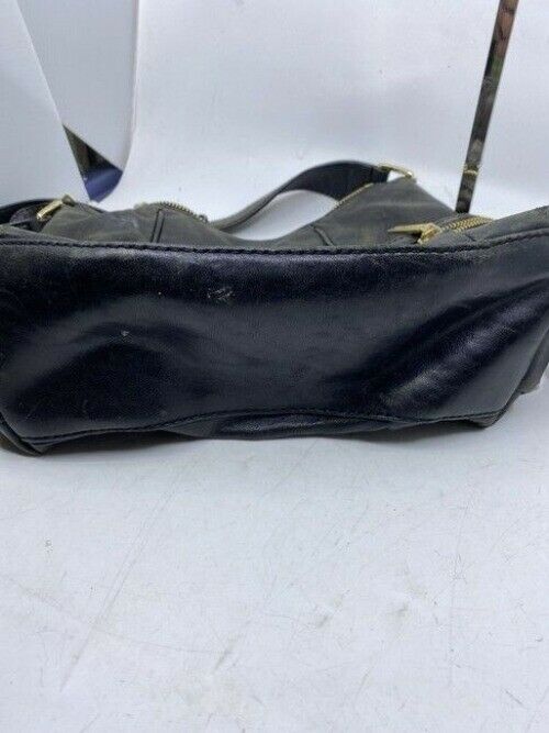 Michael Kors Side Zippers Blkack Leather Shoulder Bag