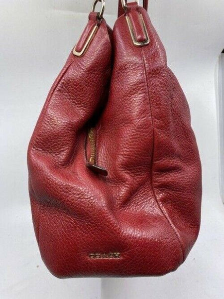 coach large red leather shoulder bag