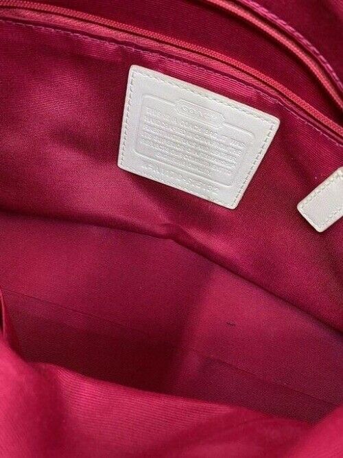 coach medium handbag gray white coated canvas tote