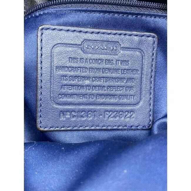 COACH XL White Blue Leather Shopping Tote Bag