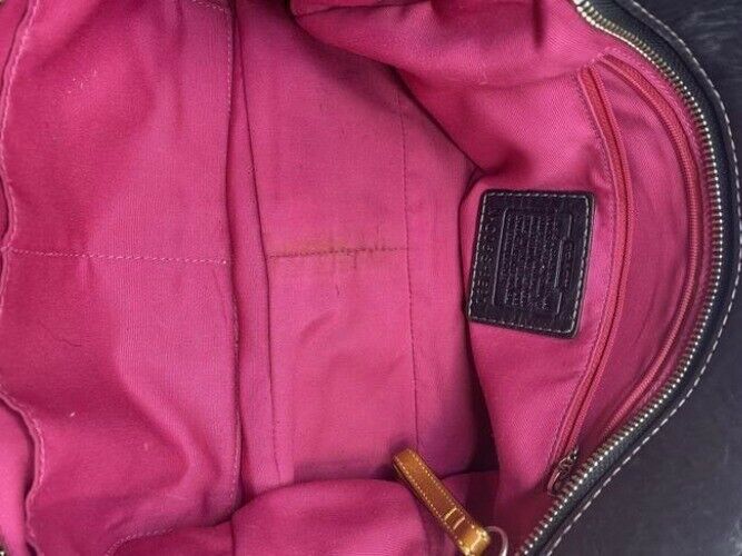 coach medium bag handbag navy leather shoulder bag