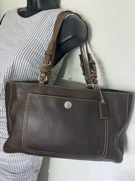 coach medium bag handbag brown leather shoulder bag