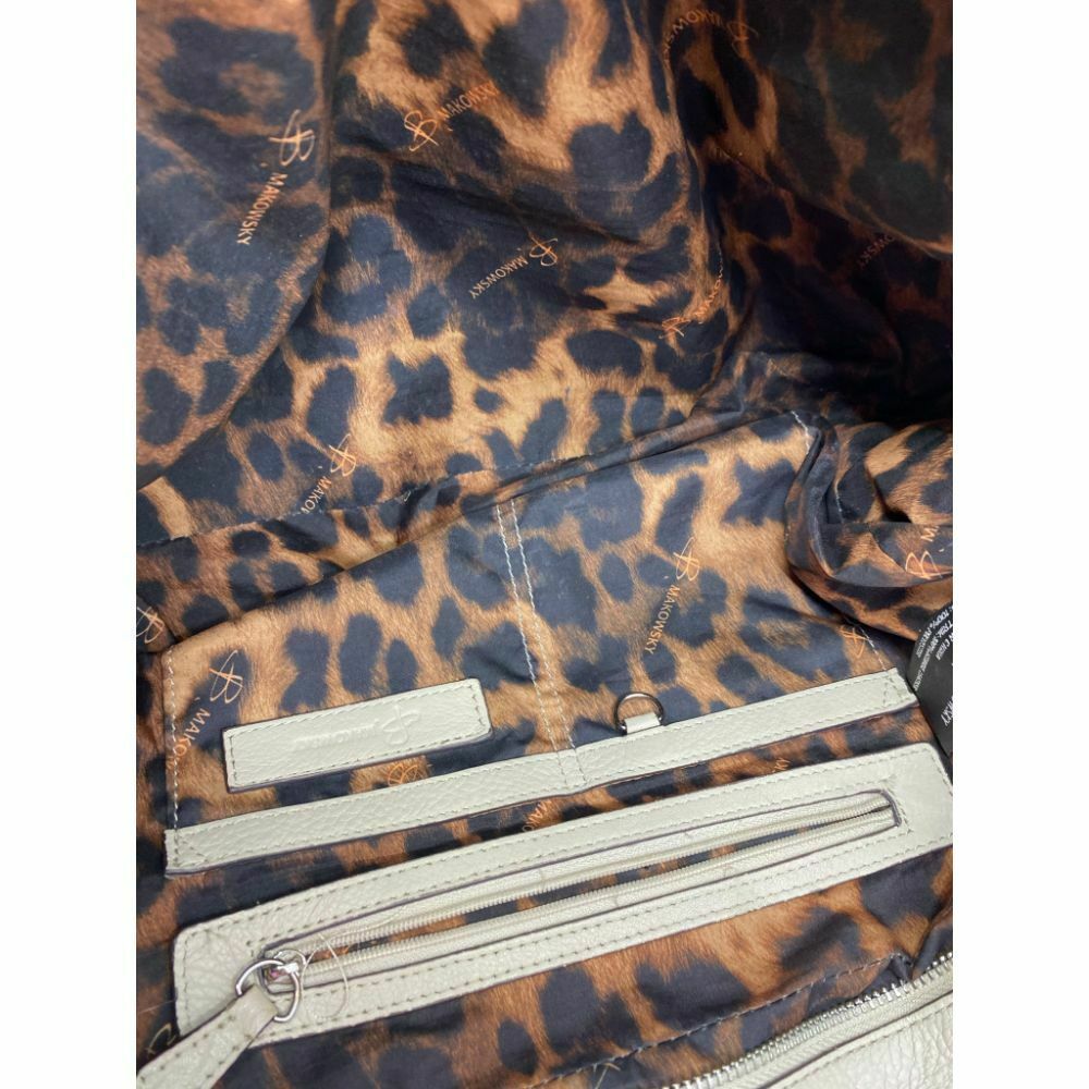 B. makowsky Cream Leather Shoulder Bag
