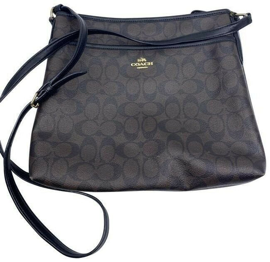 coach large brown coated canvas cross body bag