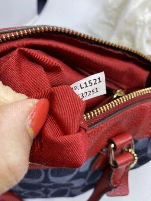 coach navy red fabric cross body bag