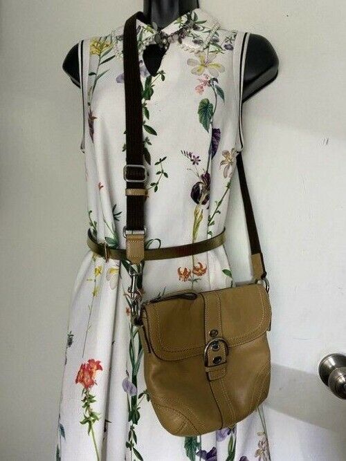 coach small tan leather cross body bag