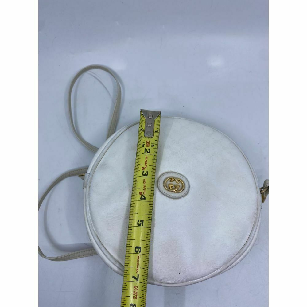 GUCCI White Canvas Signature Crossbody Bag