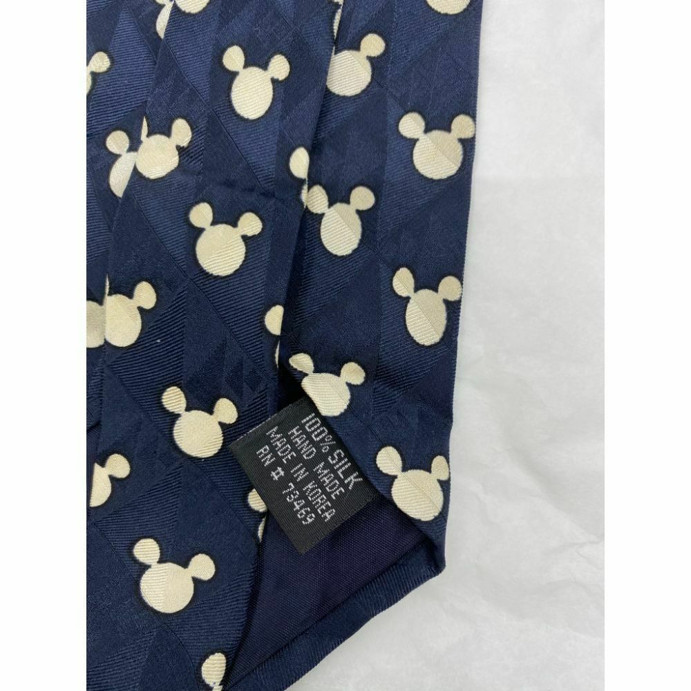 New! MICKEY MOUSE Disney Neck Tie Blue Cream 100% Silk Handmade