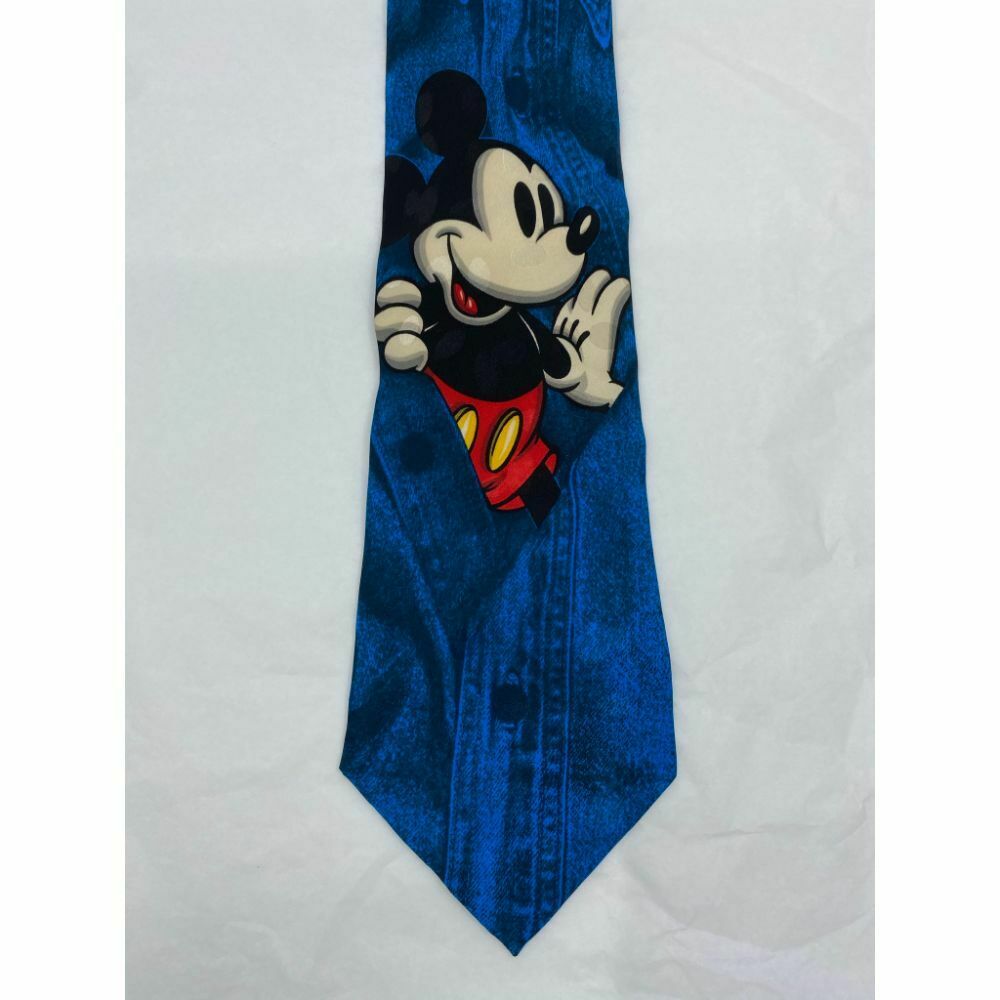 New! MICKEY MOUSE Disney Neck Tie Blue 100% Silk Handmade