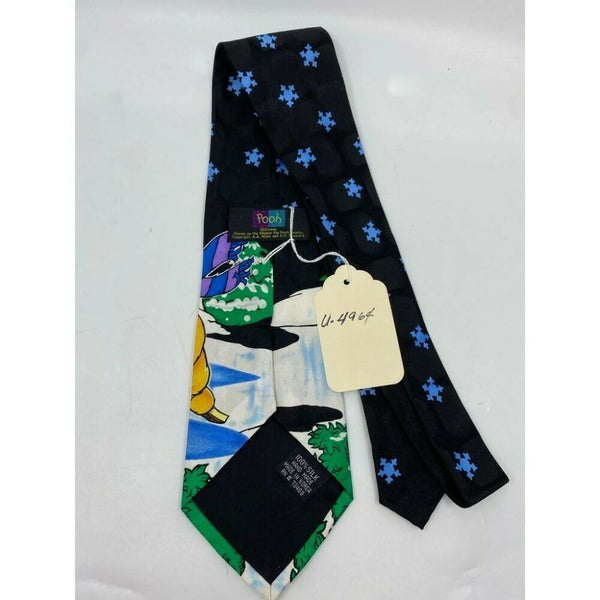 New! Winnie The Pooh Blue Green Christmas Theme Neck Tie Msrp 35