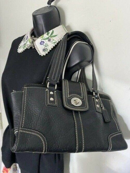 coach black leather shoulder bag
