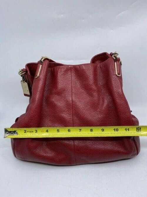 coach large red leather shoulder bag