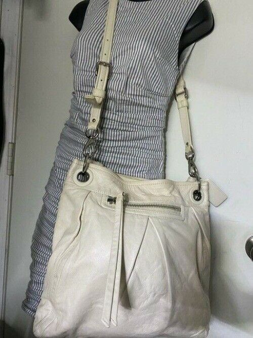 Coach xl shoulder white leather cross body bag
