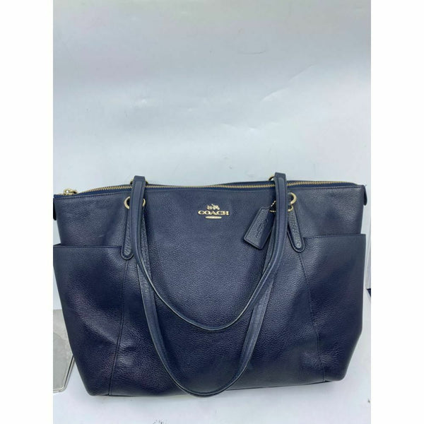 COACH Navy Blue XL Leather Shoulder Bag Very Good Condition