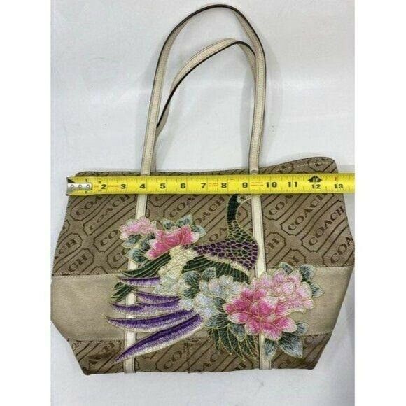 coach w customized by me w applique tan beige jacq