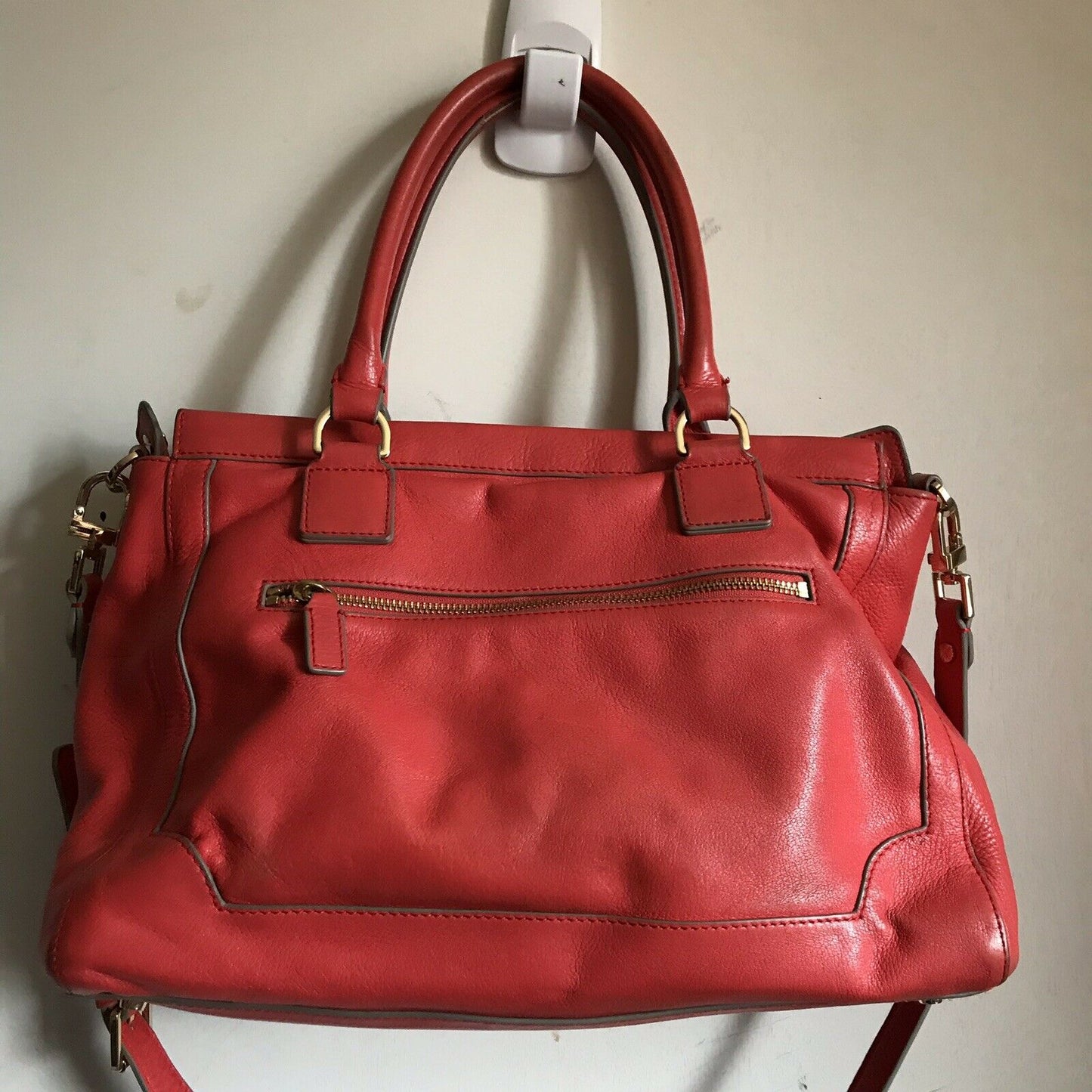 TORY BURCH Orange Leather Handbag W/ Crossbody Strap Msrp $490