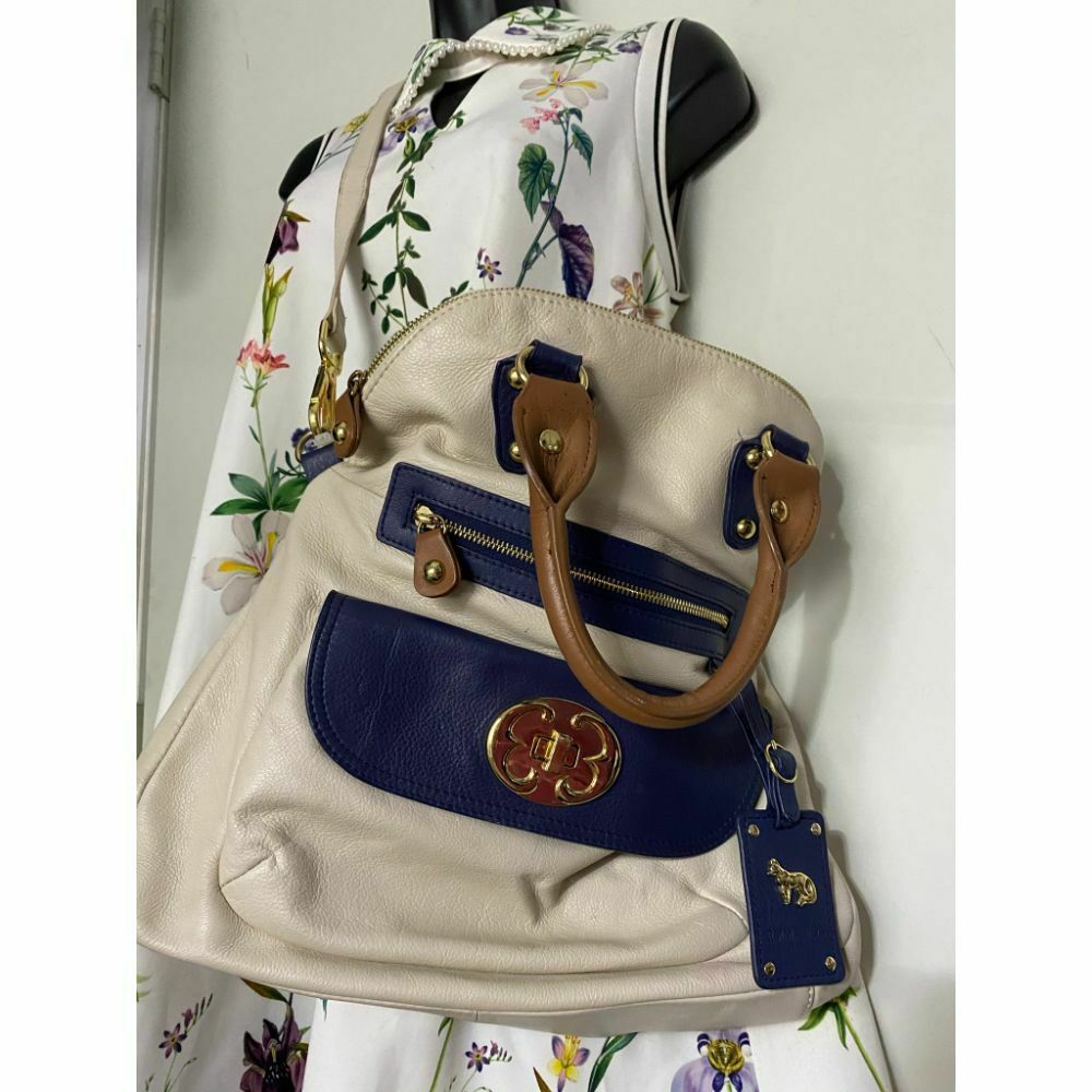 Emma Fox Cream Leather Shoulder Bag